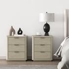 Manhattan Comfort Evelyn 20" Modern 3-Drawer Nightstand 2-Piece Set - Natural-Includes 3 Full Extension Drawers