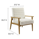 Modway Jensen Boucle Fabric Accent Chair - Ivory-Horizontal Channel Tufting