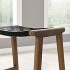 Modway Saoirse Faux Leather Wood Counter Stool - Walnut Black - Set of 2-Assembly Required