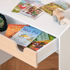 Qaba Kids Desk & Chair Set with Storage Pull-Out Drawer for 6-10 Years - White & Natural-Suitable for 3-6 years 
