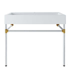 Modway Redeem 40" Silver Stainless Steel Wall-Mount Bathroom Vanity - Silver/White-Contemporary Bathroom Vanity