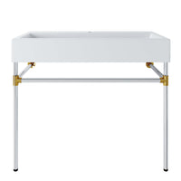 Modway Redeem 40" Silver Stainless Steel Wall-Mount Bathroom Vanity - Silver/White-Contemporary Bathroom Vanity