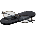 ThinOptics Reader with Universal White Pod - 1.5 - Black-Includes the Milano companion case, featuring an exterior of brushed aluminum anodized in black, an interior of polycarbonate & ABS with soft touch paint, and a magnetic locking mechanism.