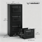HOMCOM 3 Drawer Vertical Filing Cabinet with Lock - Black-Smooth runners ensure quiet, effortless drawer operation 