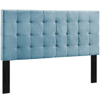 Modway Paisley Tufted Upholstered Performance Velvet Full/Queen Headboard - Sea Blue-Elegant Biscuit Tufted Pattern
