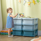 Qaba Kids Toy Storage Organizer with 6 Plastic Bins - Blue-Easy to open and close, making it suitable for your sweetie 
