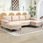 HOMCOM U-Shaped Sofa with Double Chaise Lounge for Living Room - Beige-Comfortable seating with spring pack and high-density foam-filled seat cushions