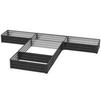 Outsunny 5-Section Metal Raised Garden Bed - 96.5" L x 95" W x 12" H - Dark Grey-Can be combined into custom decorative layouts or be used on their own 