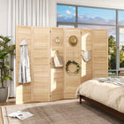 HOMCOM 6-Panel Freestanding Room Divider with Pegboard Panel for Indoor Bedroom Office - Natural-Folding design for easy to create a new look and space-saving to store 
