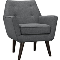 Modway Posit Upholstered Fabric Armchair - Grey-Mid-Century Modern Style Armchair
