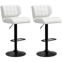 HOMCOM Adjustable Bar Stools with Footrest and Back - White - 2 Pack-Packaged in a set of 2 for a coordinating look
