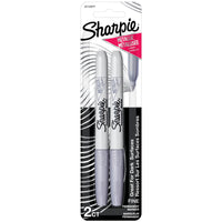 Sharpie Fine Tip Metallic Permanent Markers - Silver - 2 Pack-Perfect for marking dark surfaces such as VHS tapes, film canisters and more