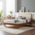 Modway Bridgette Wood Twin Platform Bed with Angular Frame - Walnut Beige-Wood, MDF, and Veneer Construction