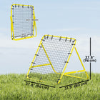 HOMCOM Rebounder Net Football Training Aid Kickback Target Play - Yellow-Adjustable angles cater to diverse training goals 