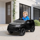 Qaba 12V Land Rover Licensed Kids Electric RC Car - Black-Headlights, rear lights, horn, and music boost entertainment value 