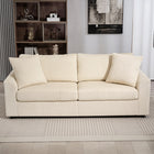 HOMCOM 3 Seater Upholstered Sofa Couch for Bedroom - Cream White-Robust steel frame supports up to 992 lb (450 kg)