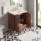 Modway Daylight 30" Bathroom Vanity - White/Walnut-8" Centerset Holes