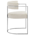 Modway Huron Curved Back Fabric and Metal Dining Accent Chair - Silver/Cream-7