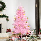 HOMCOM 5' Artificial Christmas Tree with Automatic Open - Pink-Artificial Christmas tree in a realistic tree style 
