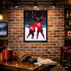 Frameworth Celebrini and Marner OT Celebration Hockey Canada 2026 - Framed Canvas - 22.5" x 31.5"-Frameworth quality since 1992. Handcrafted in Canada with over 32 years of experience. Officially licensed sports collectibles with guaranteed authenticity