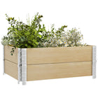Outsunny Wooden Raised Garden Bed Kit - 45" L x 31.5" W x 15" H - Natural-Can be used as a deep planter or 2 short planters 