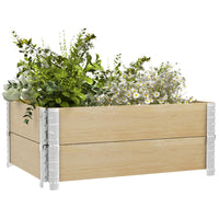 Outsunny Wooden Raised Garden Bed Kit - 45" L x 31.5" W x 15" H - Natural-Can be used as a deep planter or 2 short planters 