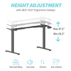 ShoppingAll Dual Motor Height Adjustable Electric Standing Desk Frame - Black-The width of the desk frame can be adjusted between 112cm-165cm / 44-64.9" to accommodate for tabletops size 120cm-180cm / 47-70.9" in length and 50cm-100cm / 19.9-39.3"in width (Tabletop sold separately)