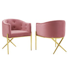 Modway Savour Performance Velvet Accent Dining Armchair - Dusty Rose - 2 Pack-Tufted Dining Armchair