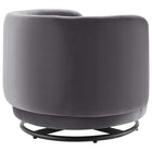Modway Relish Performance Velvet Swivel Chair - Black Grey-Metal Swivel Base