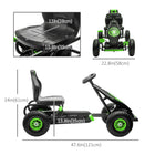 Aosom Kids Pedal Go Kart with Adjustable Seat and Shock Absorption - Green-Handbrake, freewheel, and reverse, making it simple to use 