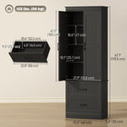 HOMCOM 67" H Farmhouse Kitchen Pantry Cabinet - Black-Elegant farmhouse design enhances your kitchen or dining room decor 