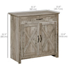 HOMCOM Farmhouse 31.5" L Sideboard Buffet Cabinet with Storage - Ash Grey-Quality MDF and particleboard