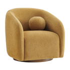 Modway Holland Swivel Chenille Fabric Armchair - Mustard-Curved Swivel Armchair