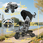 Qaba 6 in 1 Foldable Kids Tricycle with Adjustable Push Handle - Black-Soft seat cushion and adjustable backrest make comfort and safety 