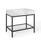 Modway Kingsley 36" Black Stainless Steel Bathroom Vanity - Black/White-8" Centerset. Fixtures Not Included