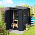 Outsunny Outdoor Storage Shed with Lockable Door - 4.3' x 8' - Dark Grey-Integrated floor keeps items dry for reliable protection 
