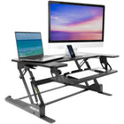 Mount-It! 36" Wide Standing Desk Converter with Gas Spring - Black-9