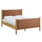 Modway Maven Full Size Vegan Leather Upholstered Platform Bed - Tan Oak-Assembly Required