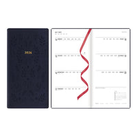 Letts 2026 Woodland Week-to-View Planner - Embossed Cover - 6-7/8" x 3-1/8" - Navy - Multilingual -12-Month: January 2026 to December 2026