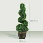 HOMCOM 36" Artificial Topiary Spiral Boxwood Trees in Pot - Green - 2 Pack-1300 leaves have realistic colour and texture 