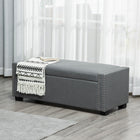 HOMCOM Modern Upholstered Flip Top Storage Ottoman Bench - Light Grey-Suitable for the entryway, under the window, in the bedroom or the living room