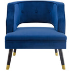 Modway Traipse Button Tufted Open Back Performance Velvet Armchair - Navy-Some Assembly Required
