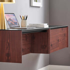 Modway Kinetic 38" Wall-Mount Office Desk With Cabinet and Shelf - Black Cherry-6