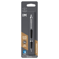Parker IM Ballpoint Pen - Black Lacquer with Chrome Trim - Medium Point - Blue Ink-Smart, polished and established designs meet a modern, tapered silhouette