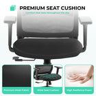 MotionGrey NovaCloud Ergonomic High Back Office Chair with 2D Headrest and Adjustable Armrests - Black-Relax with Lockable Recline – Enjoy a lockable reclining backrest up to 125° with 4 adjustable angles, letting you move effortlessly between upright focus and relaxed lounging throughout the day