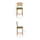 Modway Jax Oak Wood Counter Stool With Wavy Razor Back and Cushion - Weathered Oak Sage-Wavy Razor Back