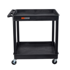 Luxor TC Series 2 Shelves Large Tub Cart, Black-High density polyethylene structural foam injection molded plastic shelf and leg