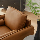 Modway Revive Upholstered Vegan Leather Accent Armchair - Tan-Sinuous Spring Support