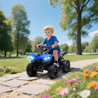 Qaba Kids ATV 4 Wheeler - 6V Battery Powered with Music & LED Headlights - Blue-Built-in music and bright headlights for an immersive ride
