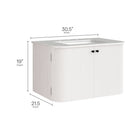 Modway Zia 30" Wall-Mount Bathroom Vanity with Marble Sink - Ivory-Marble Sink